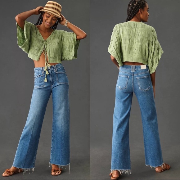 Anthropologie Denim - Anthropologie PAIGE Anessa High Rise Wide Leg Crop Jeans Sunnie Distressed 29